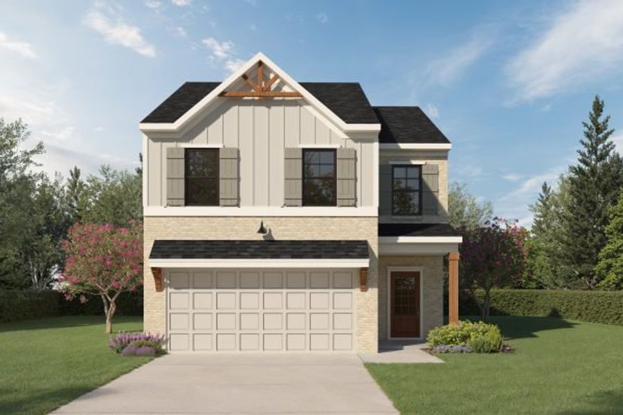Representative exterior photo of a completed home built from the Honeybee by Kerley Family Homes in Sawmill Creek, Austell, GA (Image 6).