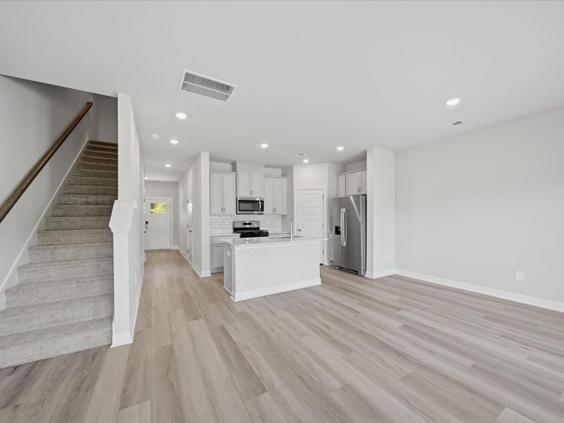 Spacious, unfurnished interior of a new home in Crossing at Abner Creek Townes, Greer (Image 11). Spacious, unfurnished interior of a new home in Crossing at Abner Creek Townes, Greer (Image 11).