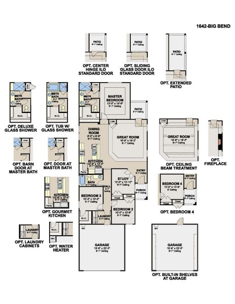 2D floor plan layout of this home in Highland Ridge, New Braunfels, TX (Image 3). 2D floor plan layout of this home in Highland Ridge, New Braunfels, TX (Image 3).