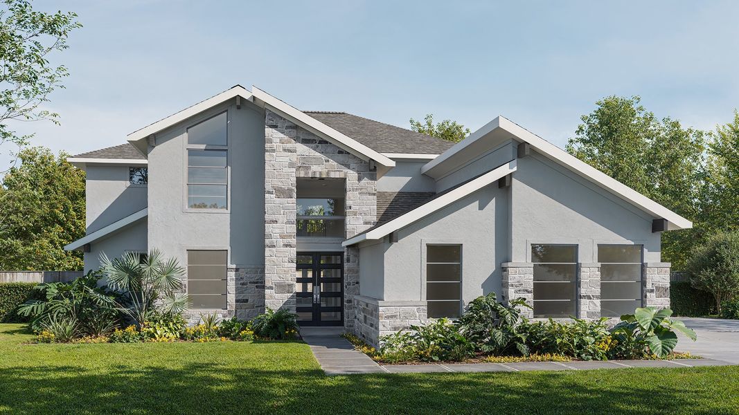 Representative exterior photo of a completed home built from the 3786A by Perry Homes in Enchanted Creek 1 Acre, Allen, TX (Image 5). Representative exterior photo of a completed home built from the 3786A by Perry Homes in Enchanted Creek 1 Acre, Allen, TX (Image 5).