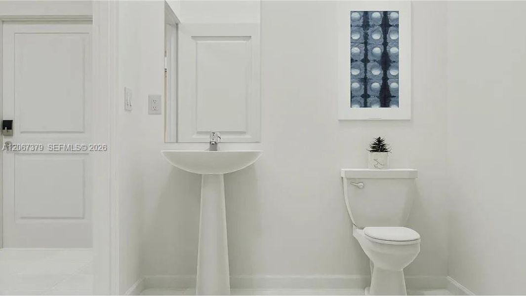 In a well-thought design, the powder room is located on the first floor near the main living area.