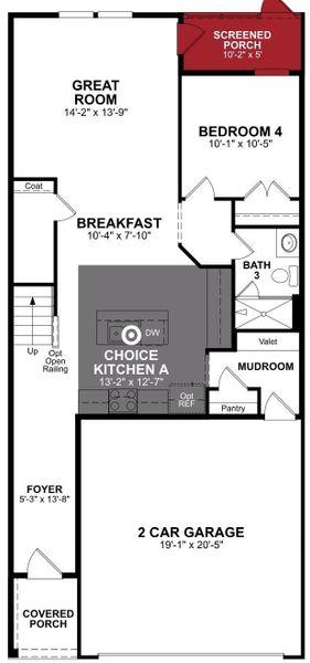 2D floor plan layout of this home in Ashley Walk Townes, Charleston, SC (Image 2).