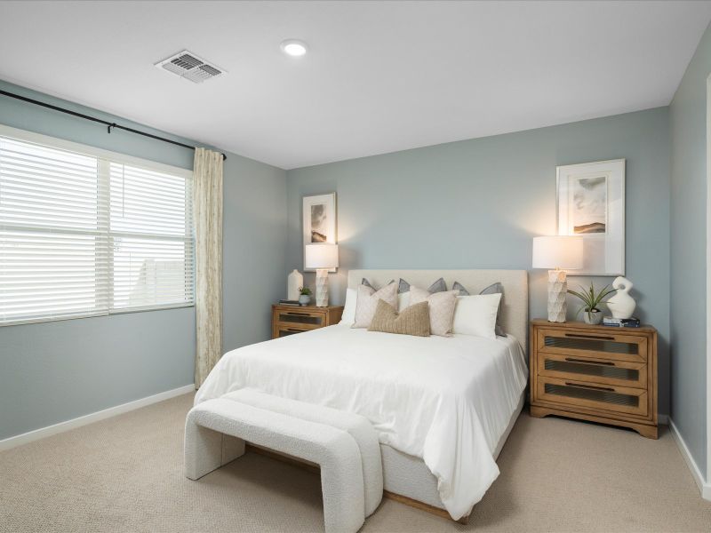 Primary Bedroom in Bailey Floorplan modeled at El Cidro