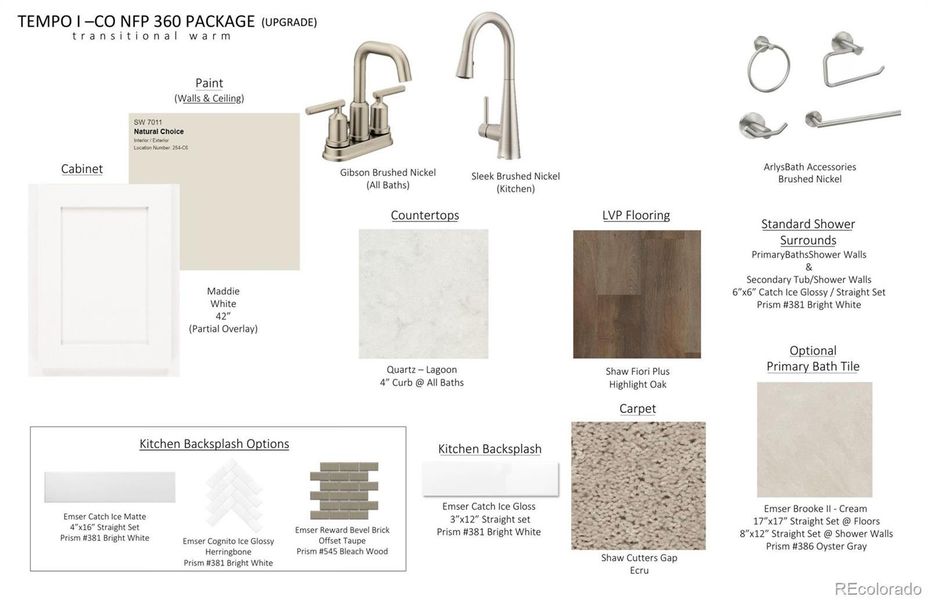 Sample of building materials used in homes in Floret Collection at Alder Creek, Parker (Image 25).