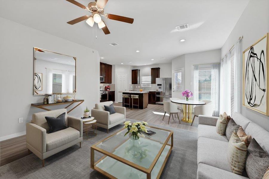 Furnished interior view inside a new home in Enclave at Willis, Willis (Image 7). Furnished interior view inside a new home in Enclave at Willis, Willis (Image 7).