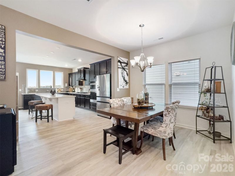 Dining room with kitchen in the rear