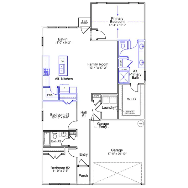 2D floor plan layout of this home in Cambridge Reserve, Angier, NC (Image 3).