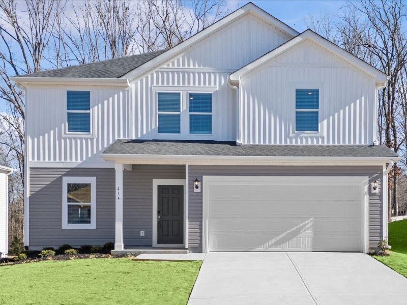 Front exterior of a new home in Maxwell Commons, Easley, SC, highlighting curb appeal (Image 1). Front exterior of a new home in Maxwell Commons, Easley, SC, highlighting curb appeal (Image 1).
