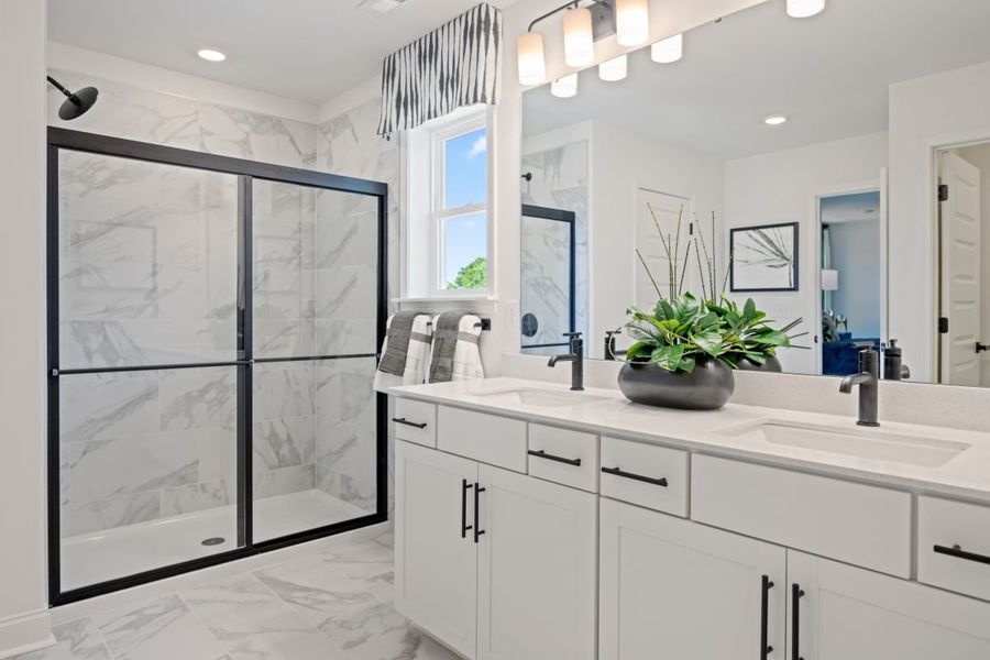 Optional walk-in shower with tile surround at primary bath