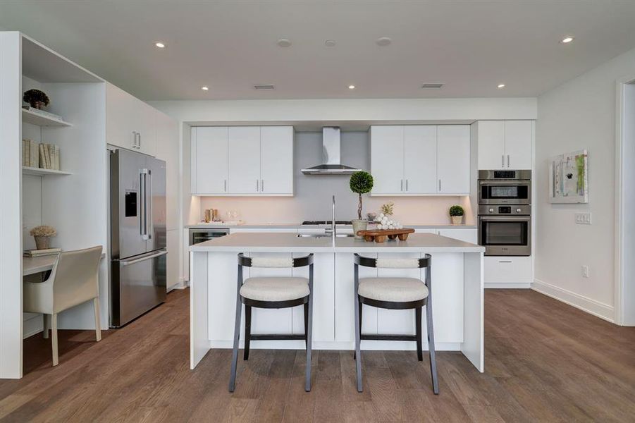 All residences at The Westmore have full Bosch appliances packages included a beverage fridge, French door refrigerator and gas cooktop.  The Westmore also has gas and water hook ups on all balconies and terraces.