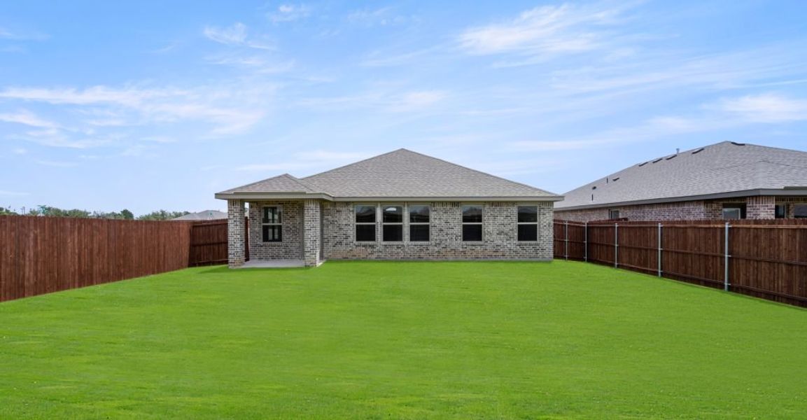 Representative exterior photo of a completed home built from the Atlanta by Impression Homes in Baker Farms, Cleburne, TX (Image 24). Representative exterior photo of a completed home built from the Atlanta by Impression Homes in Baker Farms, Cleburne, TX (Image 24).