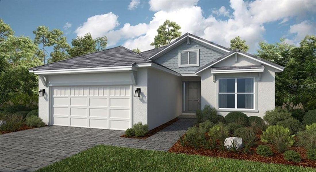 Front exterior of a new home in Esplanade at Coasterra, Palmetto, FL, highlighting curb appeal (Image 1).