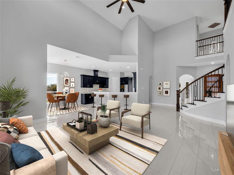 Virtually staged living room.