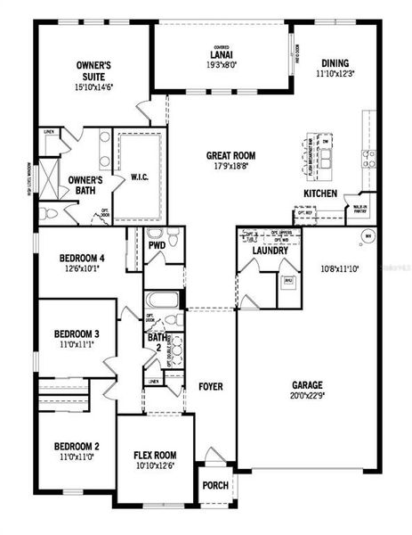 2D floor plan layout of this home in Waterbrooke, Clermont, FL (Image 4). 2D floor plan layout of this home in Waterbrooke, Clermont, FL (Image 4).