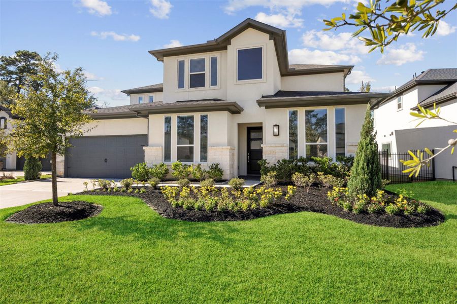 Front exterior of a new home in , Tomball, TX, highlighting curb appeal (Image 1). Front exterior of a new home in , Tomball, TX, highlighting curb appeal (Image 1).
