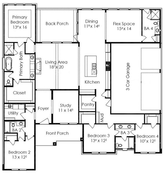 2D floor plan layout for the Orion by Jamestown Estate Homes in Lakeview, Waller, TX (Image 2). 2D floor plan layout for the Orion by Jamestown Estate Homes in Lakeview, Waller, TX (Image 2).