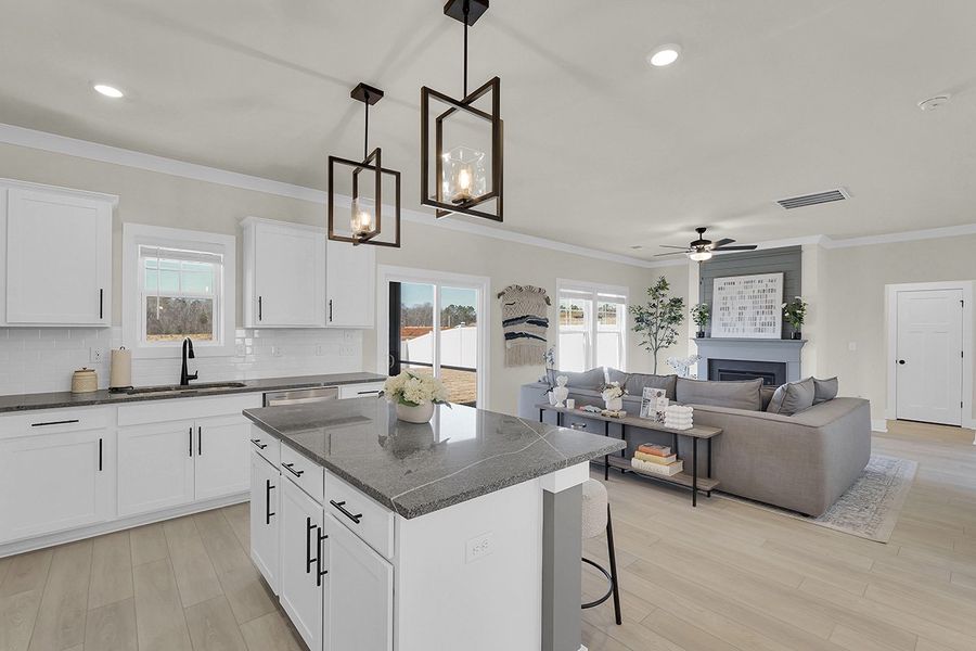 Representative furnished interior of a home built from the Porter II by Great Southern Homes in Cottages at Roofs Pond, West Columbia (Image 13).