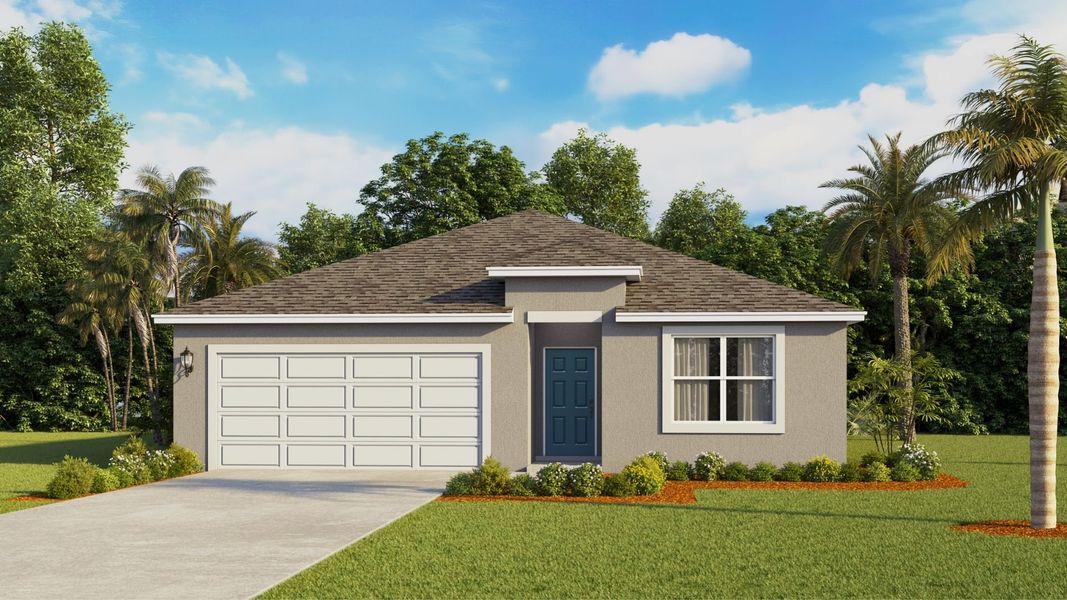 Representative exterior photo of a completed home built from the Cali by D.R. Horton in Kindred, Kissimmee, FL (Image 18).