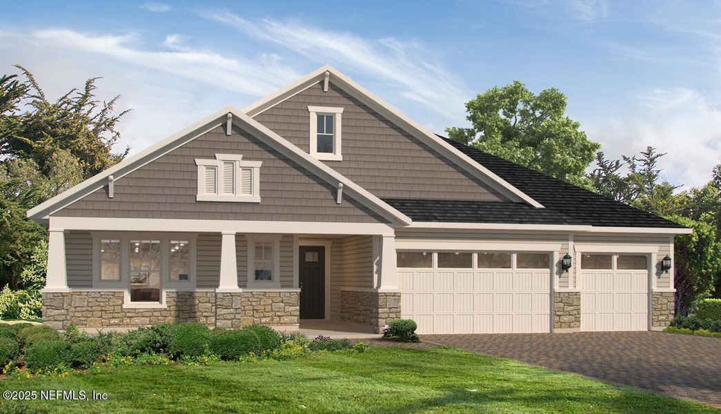 Front exterior of a new home in , St. Augustine, FL, highlighting curb appeal (Image 1). Front exterior of a new home in , St. Augustine, FL, highlighting curb appeal (Image 1).