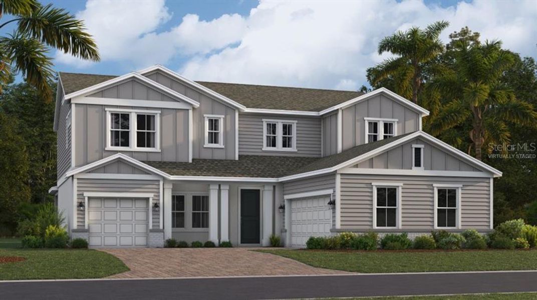Front exterior of a new home in Bronson's Ridge: Executive Collection, Apopka, FL, highlighting curb appeal (Image 1).