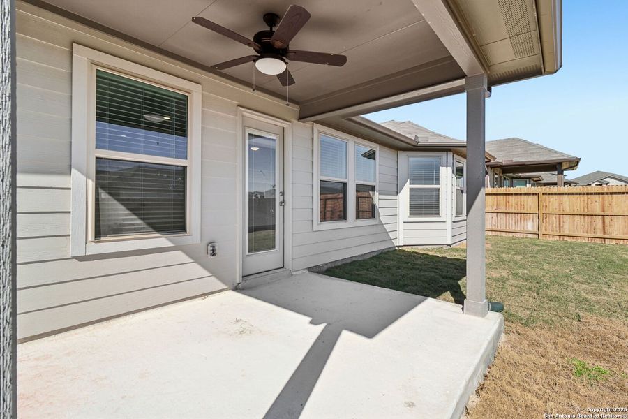 Exterior details and patio area of a home in Legendary Trails - Classic Series, Cibolo (Image 28). Exterior details and patio area of a home in Legendary Trails - Classic Series, Cibolo (Image 28).