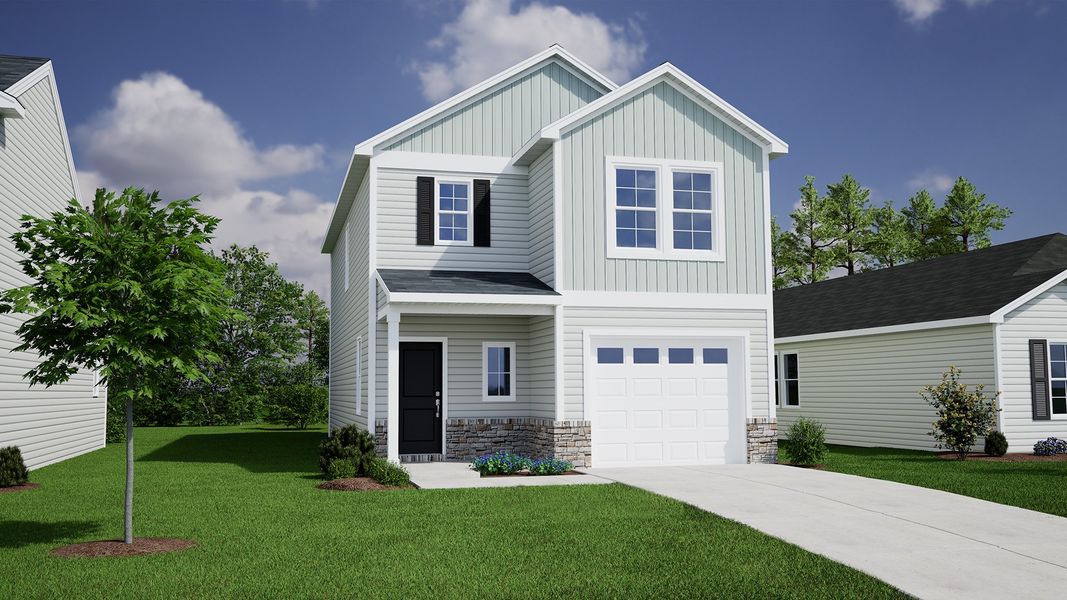 Representative exterior photo of a completed home built from the Dawson - Genesis Value Collection by Mungo Homes in Bluefield, Lexington, SC (Image 9).