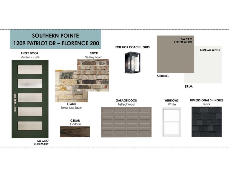 Sample of building materials used in homes in Southern Pointe, College Station (Image 11).