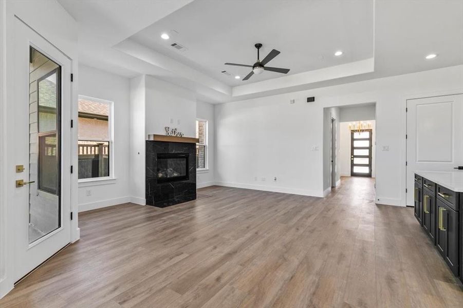 View of living area from dining area