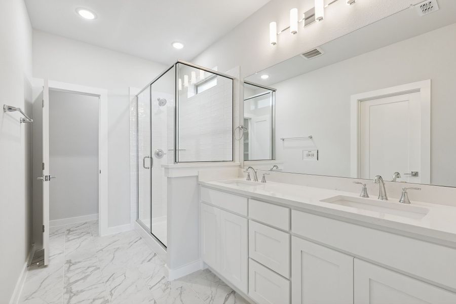 Primary Bathroom in the Stanley II home plan by Trophy Signature Homes – REPRESENTATIVE PHOTO