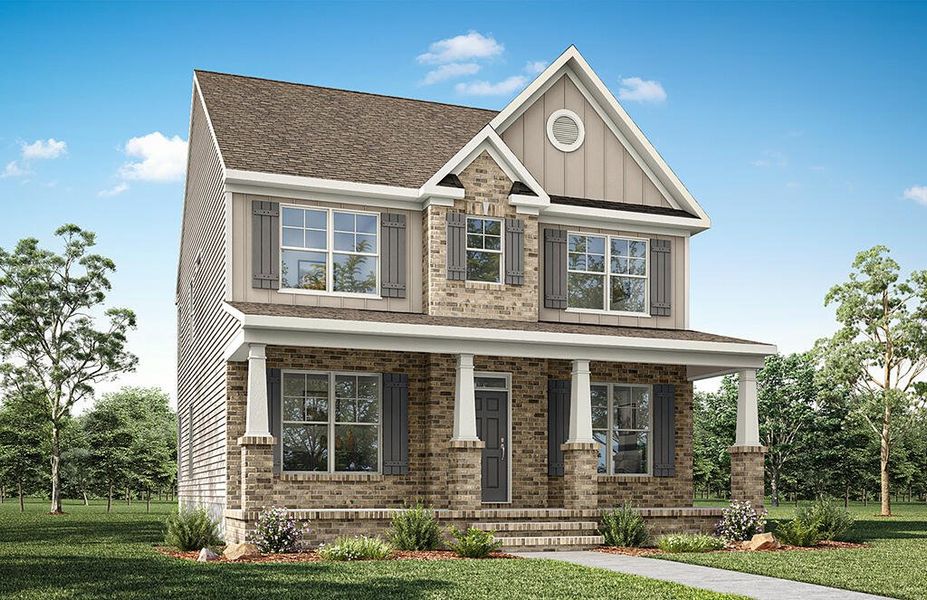 Representative exterior photo of a completed home built from the Abbeyville by Eastwood Homes in Colleton Park, Aiken, SC (Image 6). Representative exterior photo of a completed home built from the Abbeyville by Eastwood Homes in Colleton Park, Aiken, SC (Image 6).