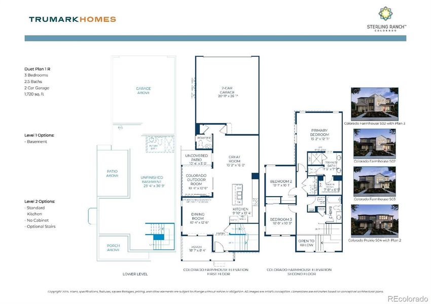 2D floor plan layout of this home in Duet at Sterling Ranch, Littleton, CO (Image 5).
