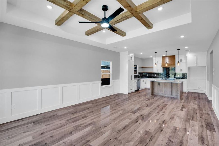 Dining area is conveniently located between family living area and kitchen.