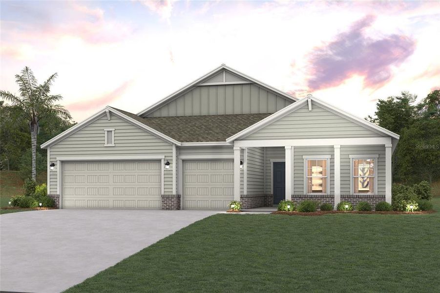 Front exterior of a new home in Reserve East, Flagler Beach, FL, highlighting curb appeal (Image 1). Front exterior of a new home in Reserve East, Flagler Beach, FL, highlighting curb appeal (Image 1).