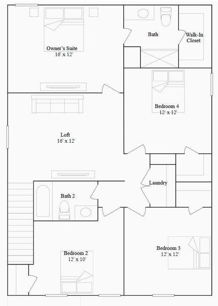 2D floor plan layout of this home in Anniston, Katy, TX (Image 4).