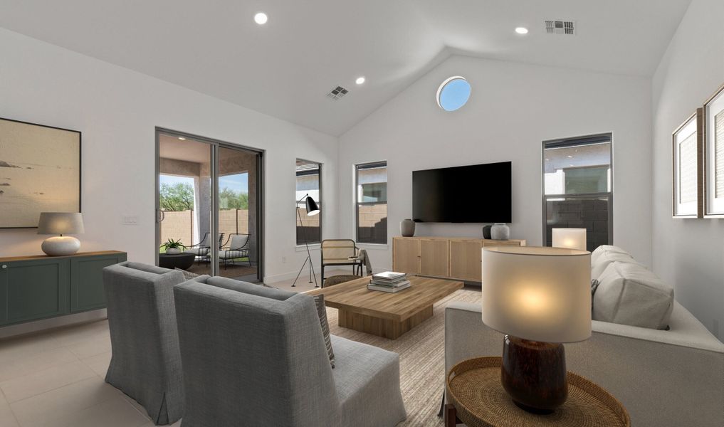 Vaulted ceiling in great room