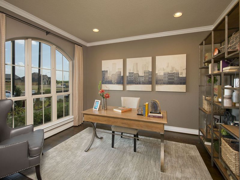 Representative furnished interior of a home built from the 3398W by Perry Homes in Lakes of Cane Island, Katy (Image 6).