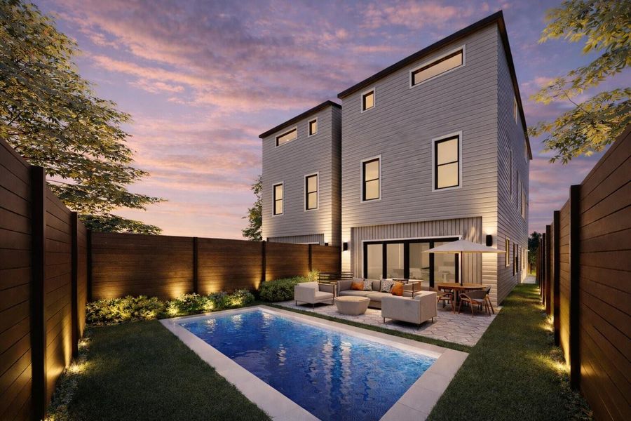 Situated on an oversized patio home lot, this home features a generous backyard with ample space for a future pool. *Please note that the pool is not included in the sales price*