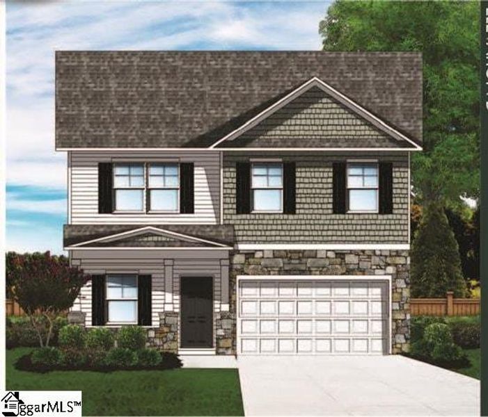 Exterior rendering of this home design in Shiloh Trail, Wellford, SC (Image 3).