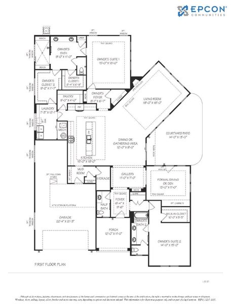 2D floor plan layout for the Provenance by Epcon Communities in The Courtyards by The Manor, Alpharetta, GA (Image 2).