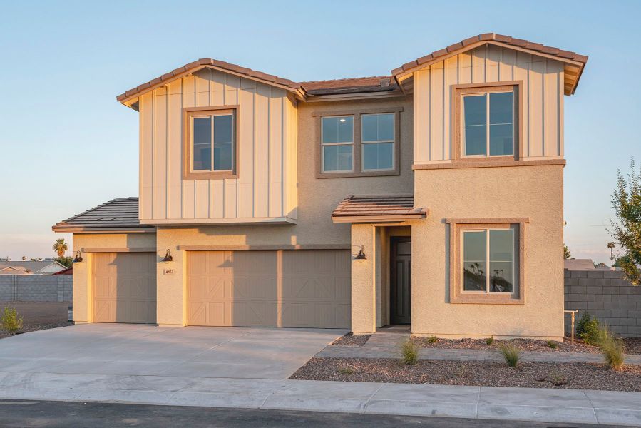 Representative exterior photo of a completed home built from the Christopher by Risewell Homes in Marlowe, Glendale, AZ (Image 8).