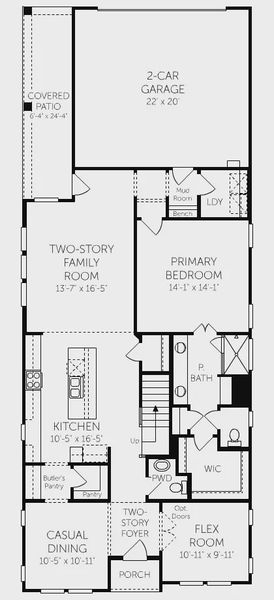 2D floor plan layout for the Roberts by Coventry Homes in Pecan Square, Northlake, TX (Image 3).