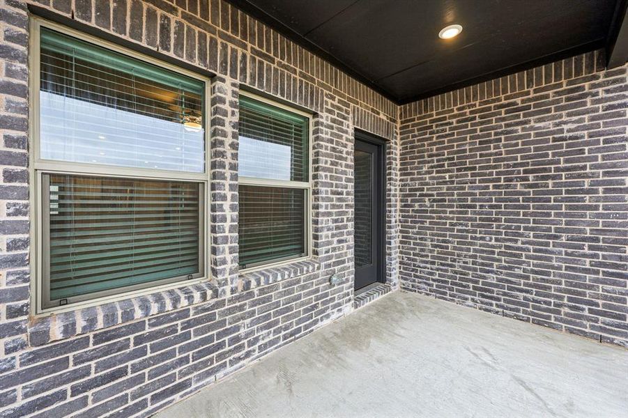 Exterior details and patio area of a home in Parks at Foster Crossing - Spring Series, Anna (Image 4).