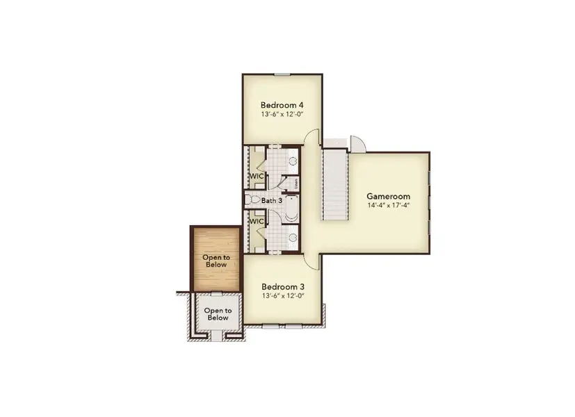 2D floor plan layout for the Jefferson by Kindred Homes in Discovery Lakes, Rockwall, TX (Image 4).