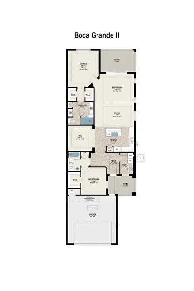 2D floor plan layout for the Boca Grande 2 Villa by Medallion Home in The Laurels, Parrish, FL (Image 3).