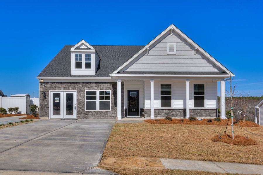 Front exterior of a new home in The Beacon at Old Peachtree Single Family Homes, Lawrenceville, GA, highlighting curb appeal (Image 52).