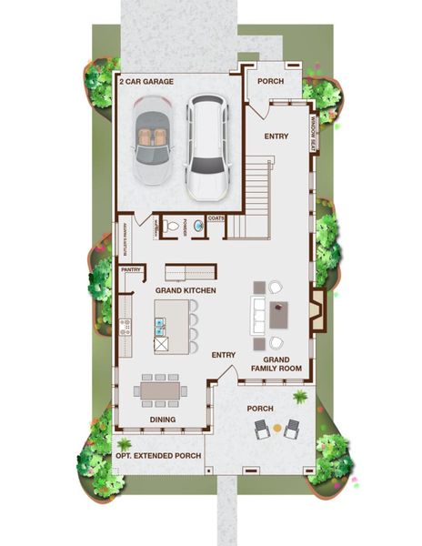 2D floor plan layout for the Royal Willow by Grand Homes in Walton Ridge - Carriage, Corinth, TX (Image 5).