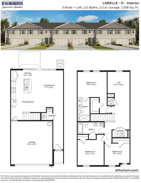 2D floor plan layout of this home in Vineland Reserve, Osteen, FL (Image 4).