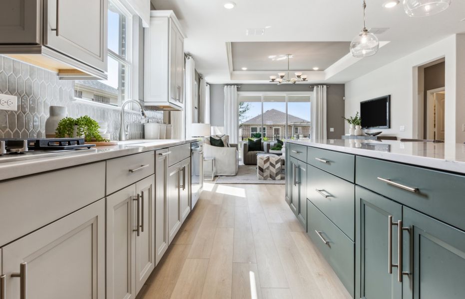 View of main living areas from kitchen