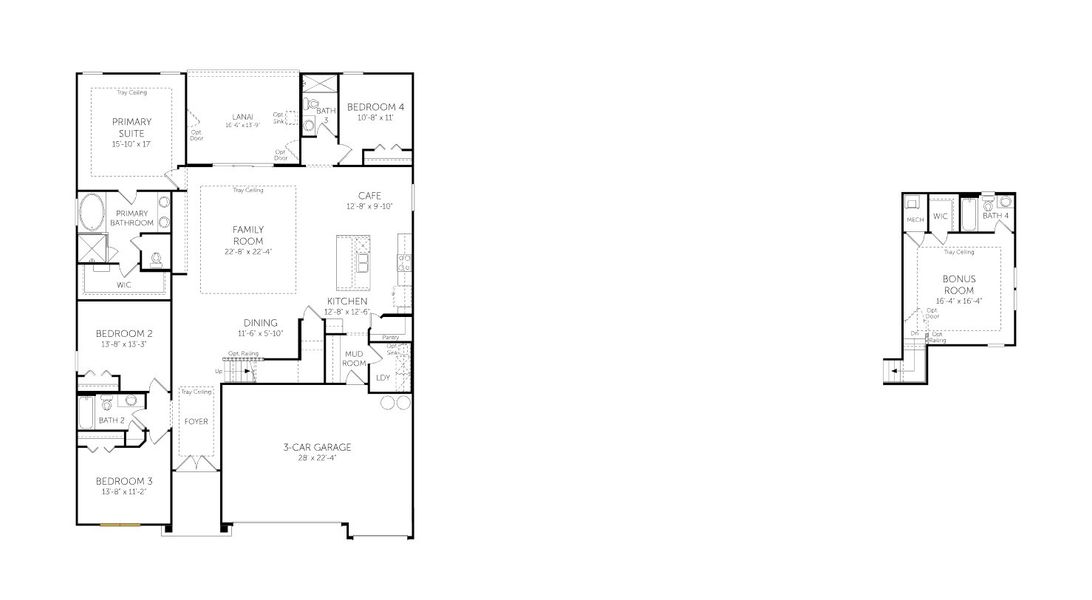 2D floor plan layout for the Avalon II - 60' Homesites by Dream Finders Homes in Hyland Trail, Green Cove Springs, FL (Image 3).