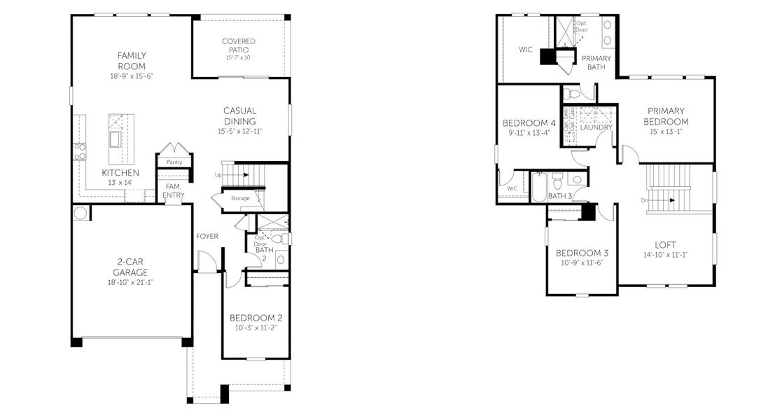 2D floor plan layout for the Pleasant - 18881 by Dream Finders Homes in North Copper Canyon, Surprise, AZ (Image 3).